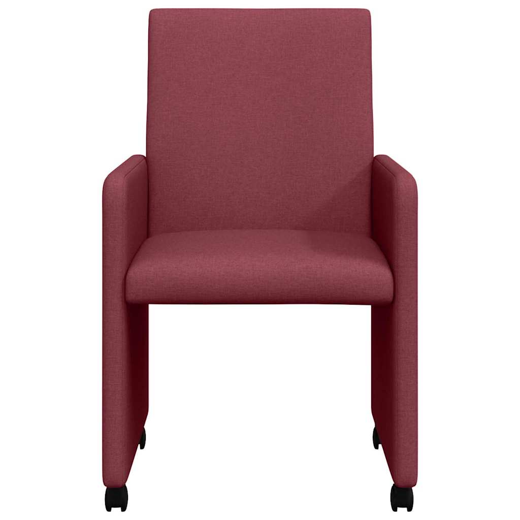 vidaXL Esszimmerstühle mit Rollen 2 pcs Weinrot 57 x 66 x 94 cm Stoff