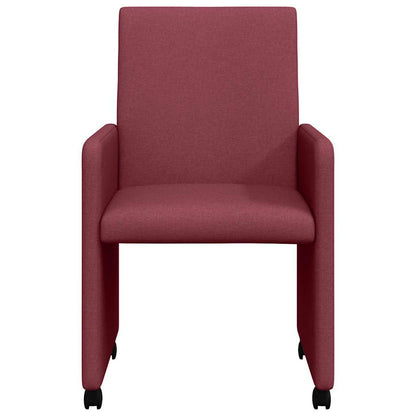 vidaXL Esszimmerstühle mit Rollen 2 pcs Weinrot 57 x 66 x 94 cm Stoff