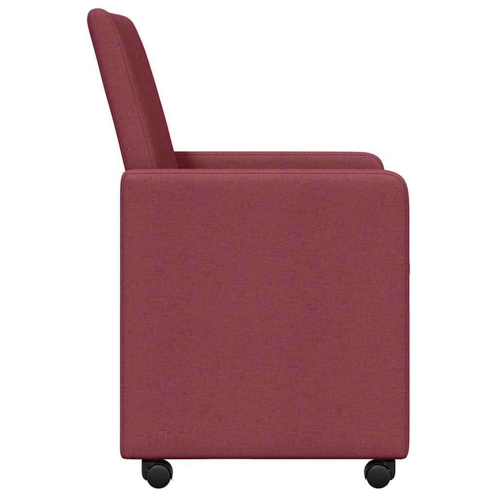 vidaXL Esszimmerstühle mit Rollen 2 pcs Weinrot 57 x 66 x 94 cm Stoff
