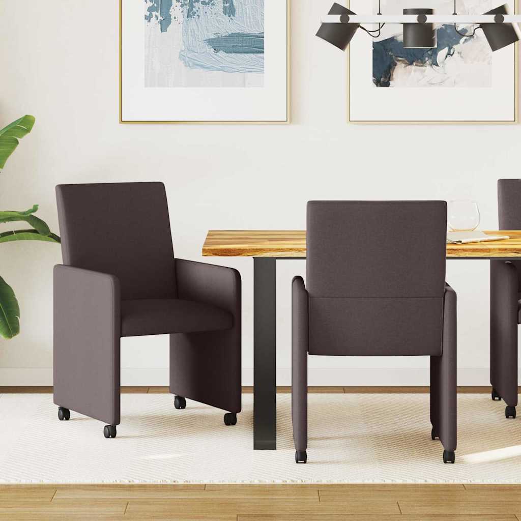 vidaXL Esszimmerstühle mit Rollen 2 pcs Dunkelbraun 57 x 66 x 94 cm