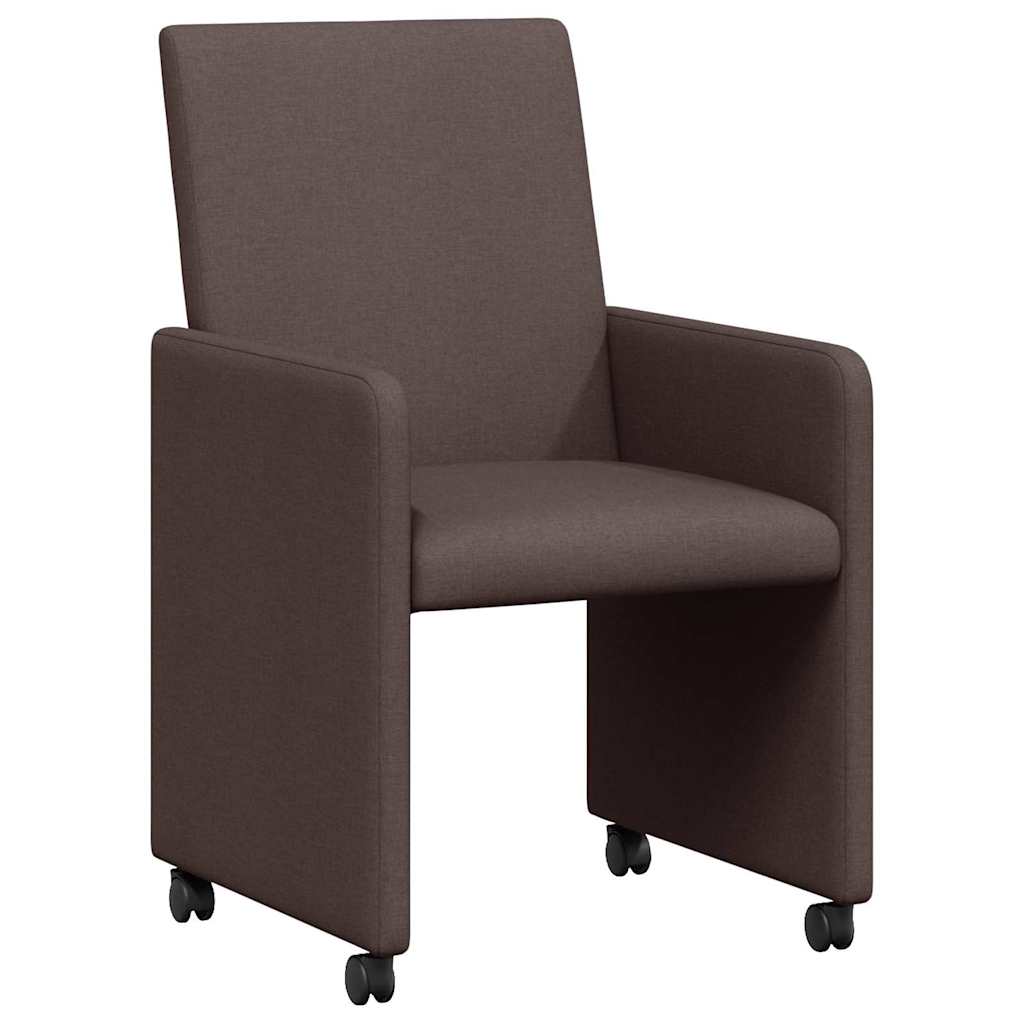 vidaXL Esszimmerstühle mit Rollen 2 pcs Dunkelbraun 57 x 66 x 94 cm