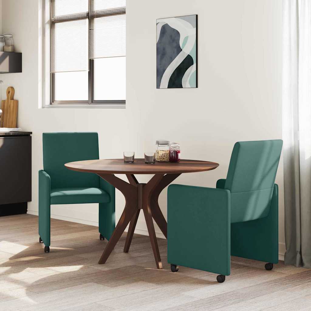 vidaXL Esszimmerstühle mit Rollen 2 pcs Dunkelgrün 57 x 66 x 94 cm