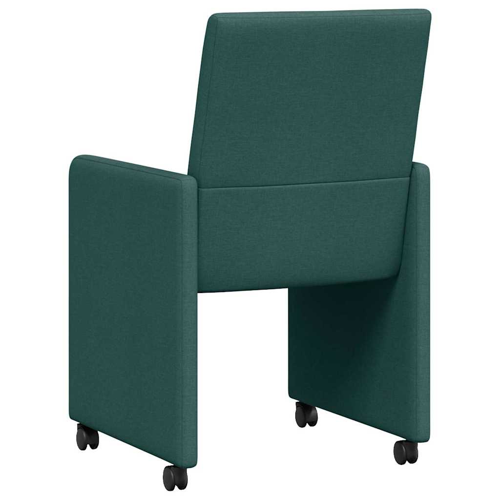 vidaXL Esszimmerstühle mit Rollen 2 pcs Dunkelgrün 57 x 66 x 94 cm