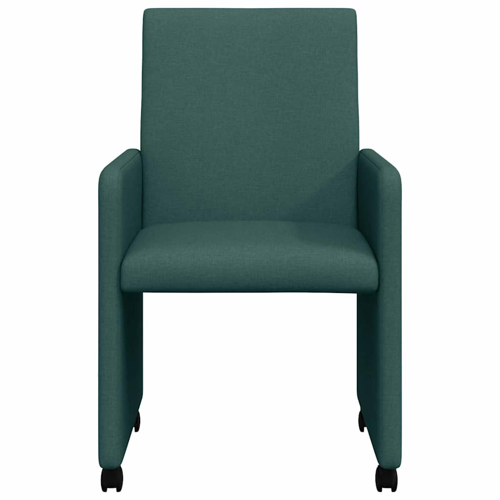 vidaXL Esszimmerstühle mit Rollen 2 pcs Dunkelgrün 57 x 66 x 94 cm