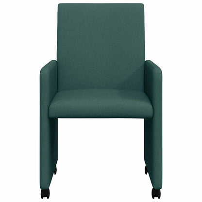 vidaXL Esszimmerstühle mit Rollen 2 pcs Dunkelgrün 57 x 66 x 94 cm