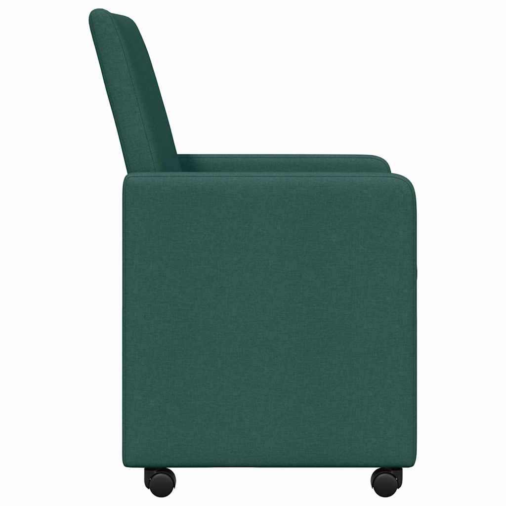 vidaXL Esszimmerstühle mit Rollen 2 pcs Dunkelgrün 57 x 66 x 94 cm