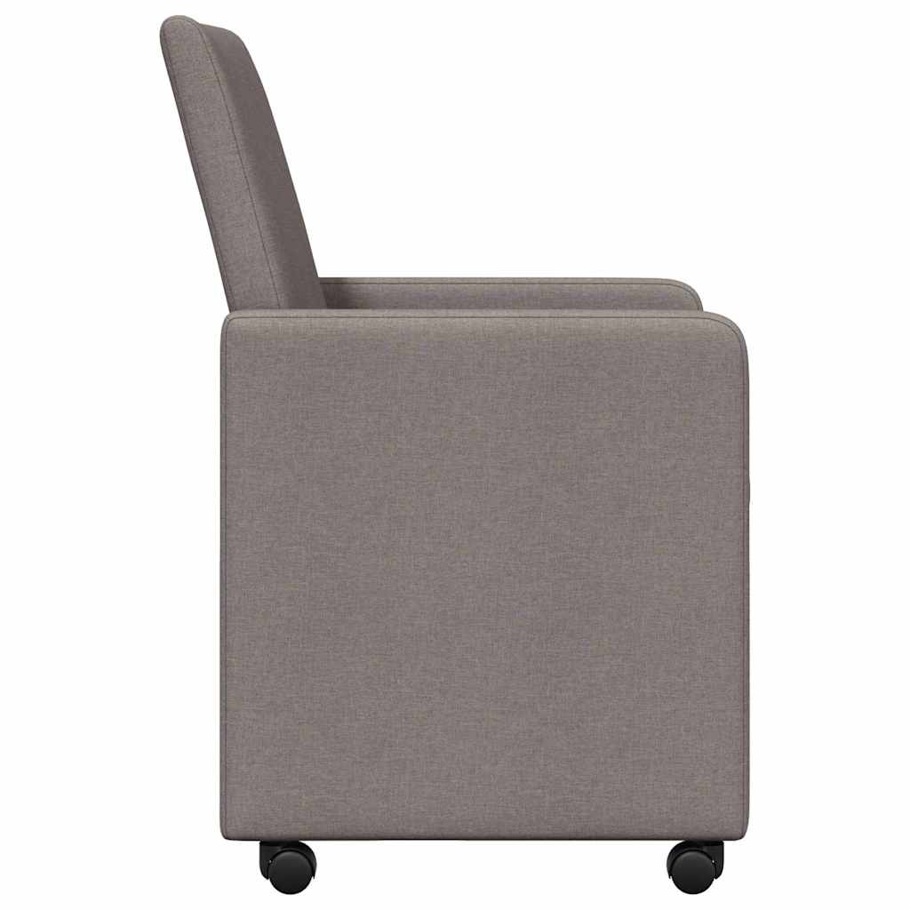 Esszimmerstühle mit Rollen 2 pcs Taupe 57 x 66 x 94 cm Stoff