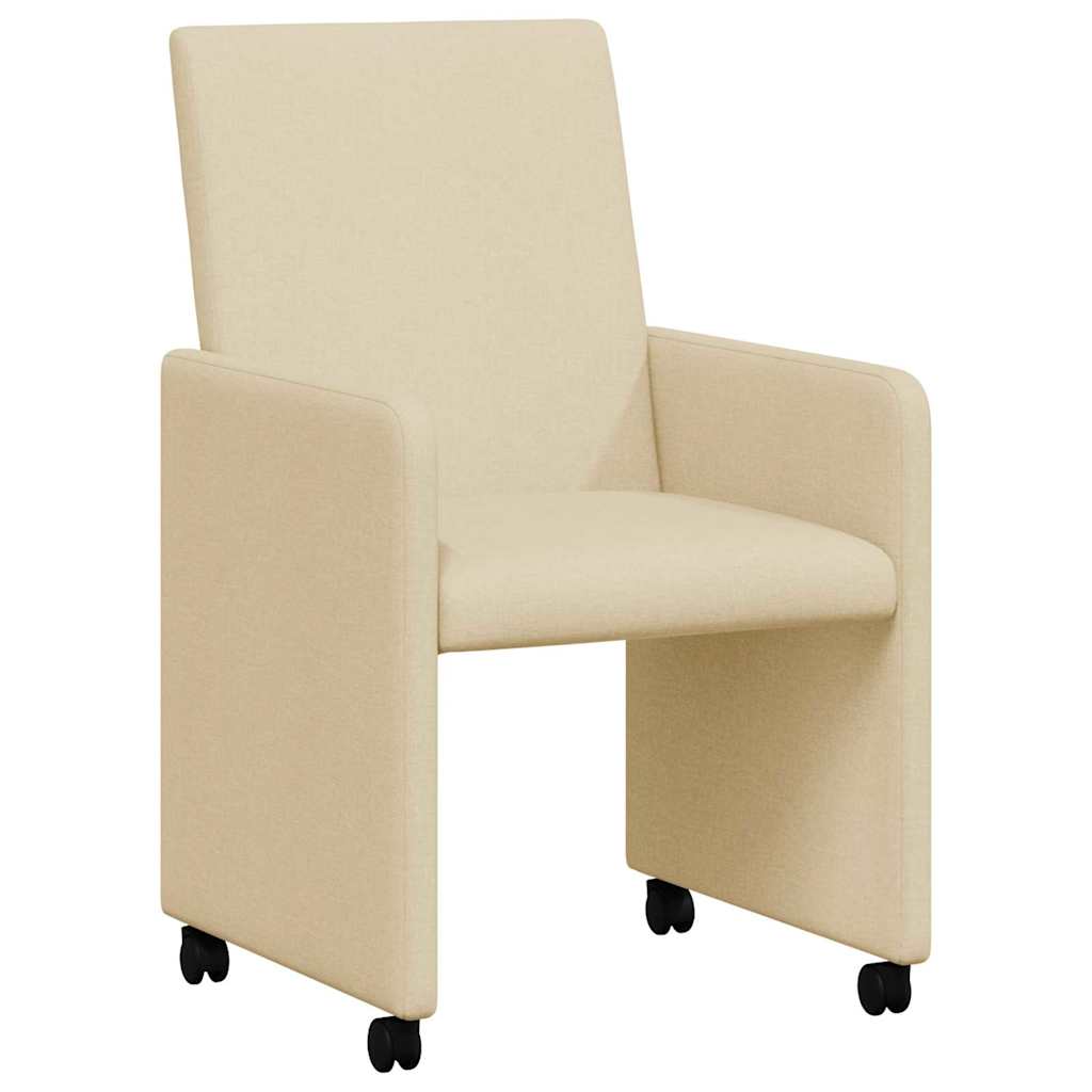 vidaXL Esszimmerstühle mit Rollen 2 pcs Creme 57 x 66 x 94 cm Stoff