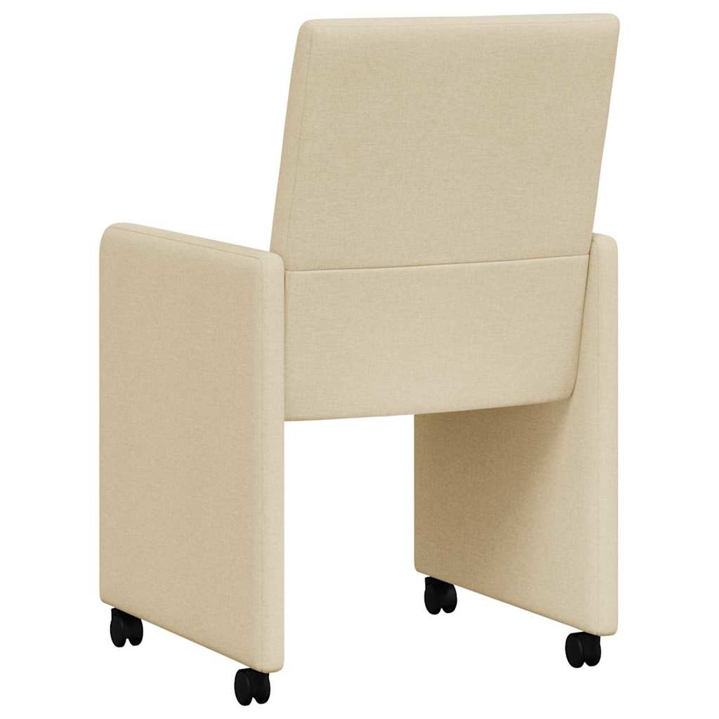 vidaXL Esszimmerstühle mit Rollen 2 pcs Creme 57 x 66 x 94 cm Stoff