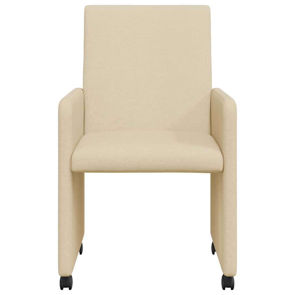 vidaXL Esszimmerstühle mit Rollen 2 pcs Creme 57 x 66 x 94 cm Stoff