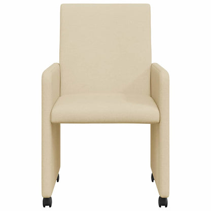 vidaXL Esszimmerstühle mit Rollen 2 pcs Creme 57 x 66 x 94 cm Stoff