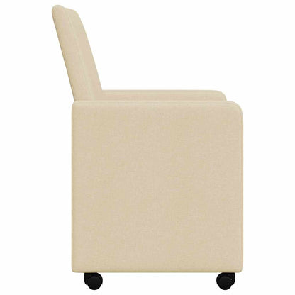 vidaXL Esszimmerstühle mit Rollen 2 pcs Creme 57 x 66 x 94 cm Stoff