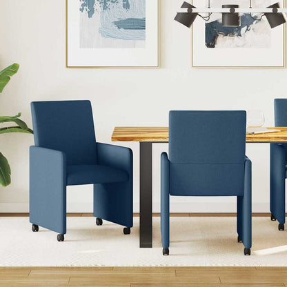vidaXL Chaises de salle à manger à roulettes 2 pcs Bleu 57 x 66 x 94 cm Tissu