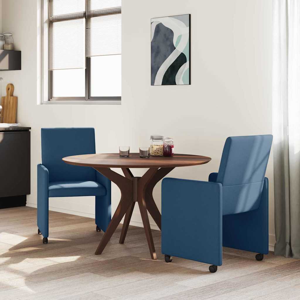 vidaXL Chaises de salle à manger à roulettes 2 pcs Bleu 57 x 66 x 94 cm Tissu