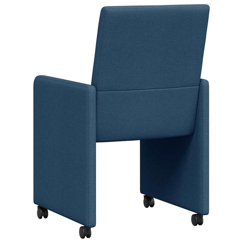 vidaXL Chaises de salle à manger à roulettes 2 pcs Bleu 57 x 66 x 94 cm Tissu