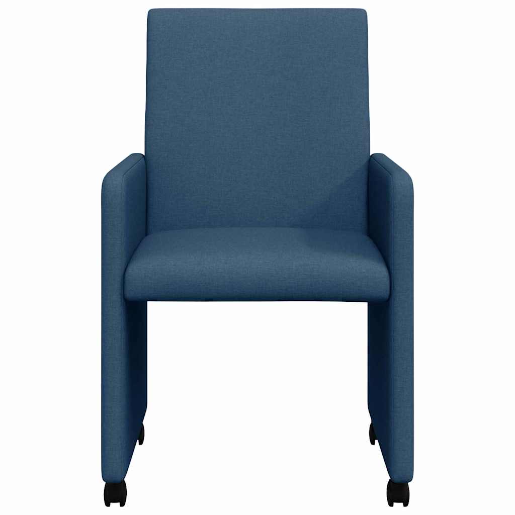 vidaXL Chaises de salle à manger à roulettes 2 pcs Bleu 57 x 66 x 94 cm Tissu