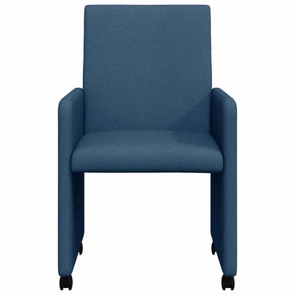 vidaXL Chaises de salle à manger à roulettes 2 pcs Bleu 57 x 66 x 94 cm Tissu