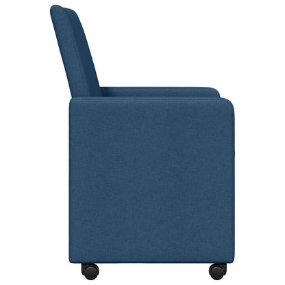 vidaXL Chaises de salle à manger à roulettes 2 pcs Bleu 57 x 66 x 94 cm Tissu