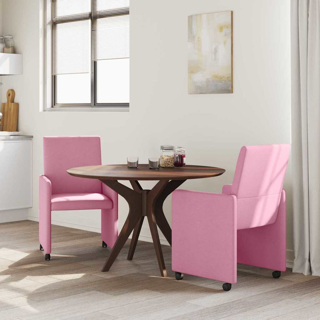 vidaXL Esszimmerstühle mit Rollen 2 pcs Rosa 57 x 66 x 94 cm Stoff