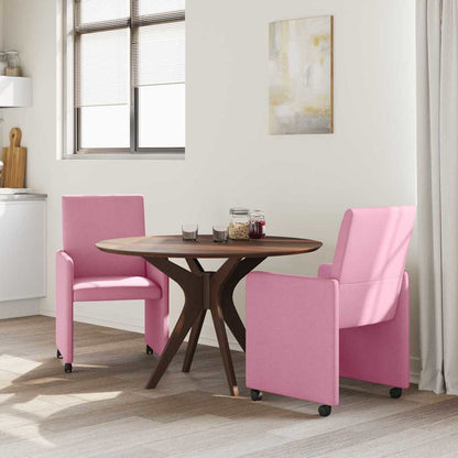 vidaXL Esszimmerstühle mit Rollen 2 pcs Rosa 57 x 66 x 94 cm Stoff