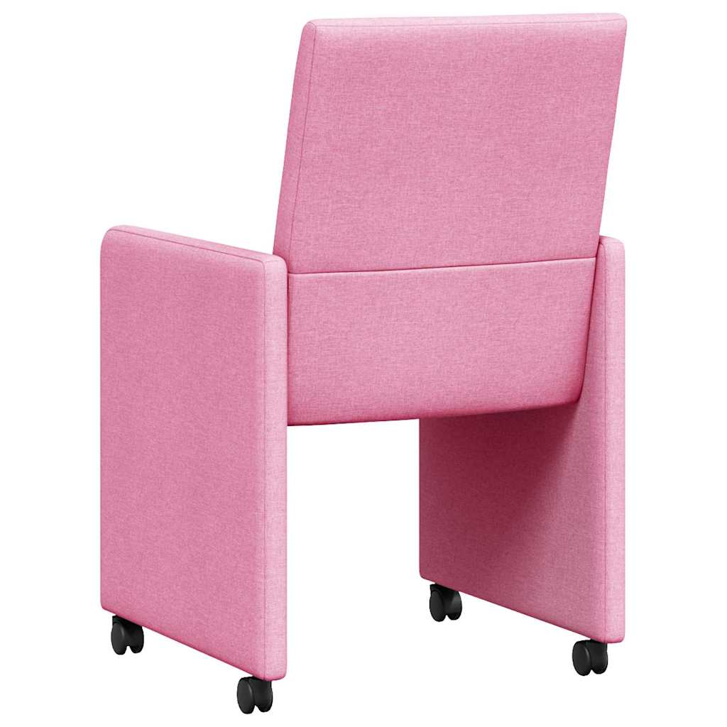 vidaXL Esszimmerstühle mit Rollen 2 pcs Rosa 57 x 66 x 94 cm Stoff