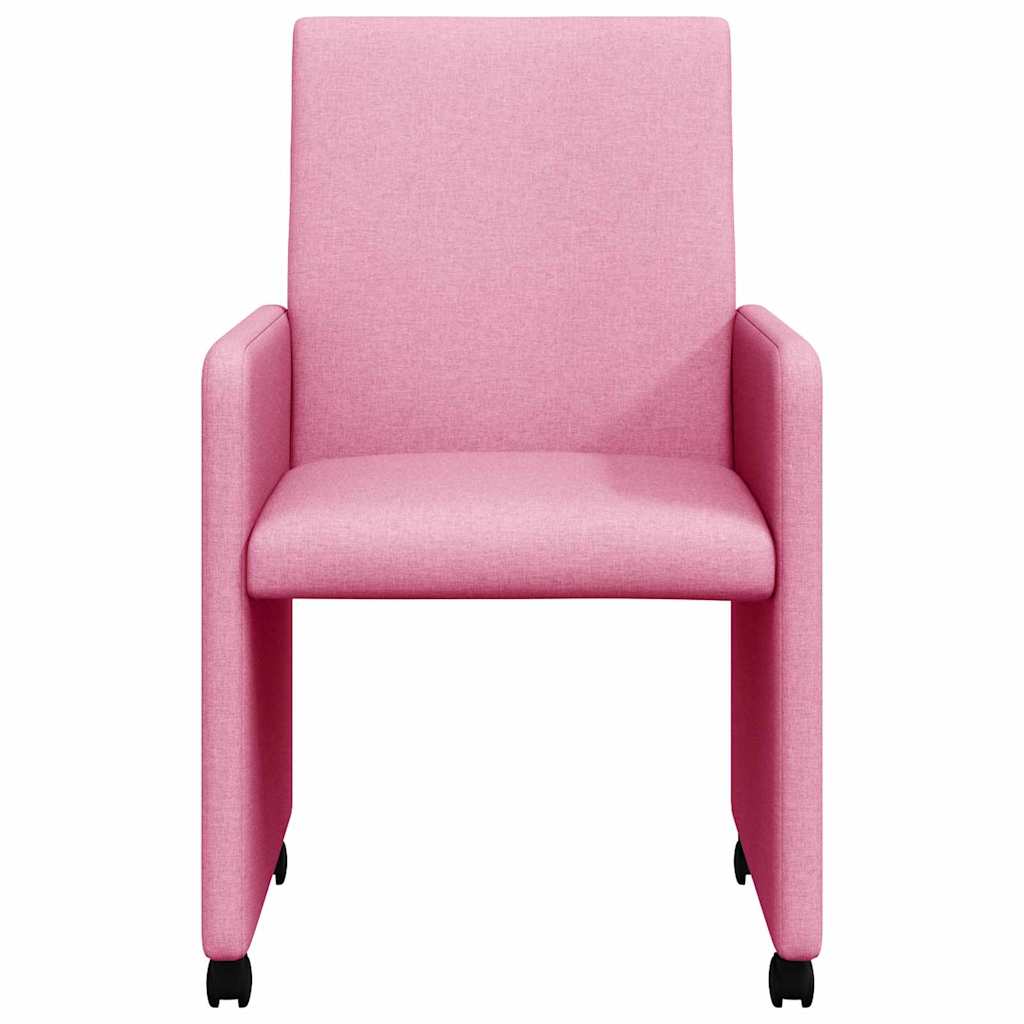 vidaXL Esszimmerstühle mit Rollen 2 pcs Rosa 57 x 66 x 94 cm Stoff