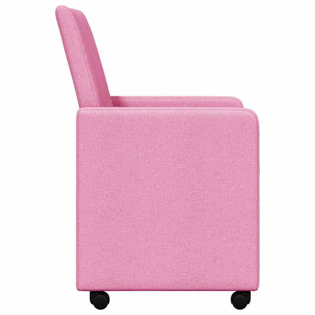vidaXL Esszimmerstühle mit Rollen 2 pcs Rosa 57 x 66 x 94 cm Stoff