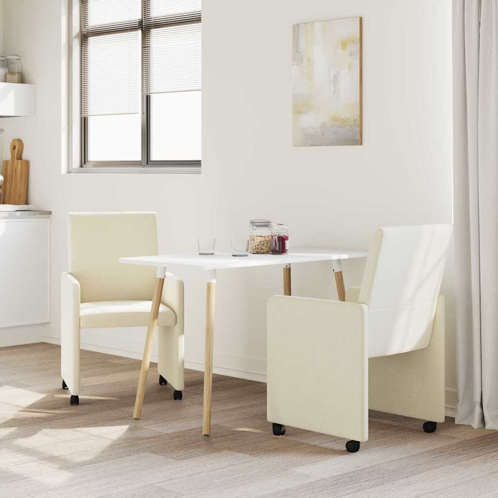 Esszimmerstühle mit Rollen 2 pcs Creme 57 x 66 x 94 cm