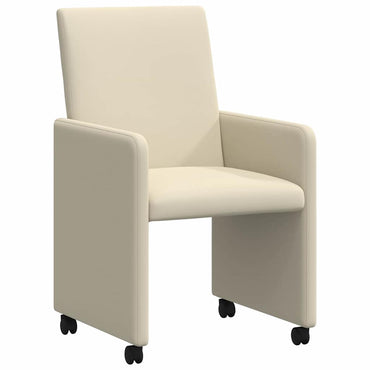 vidaXL Esszimmerstühle mit Rollen 2 pcs Creme 57 x 66 x 94 cm