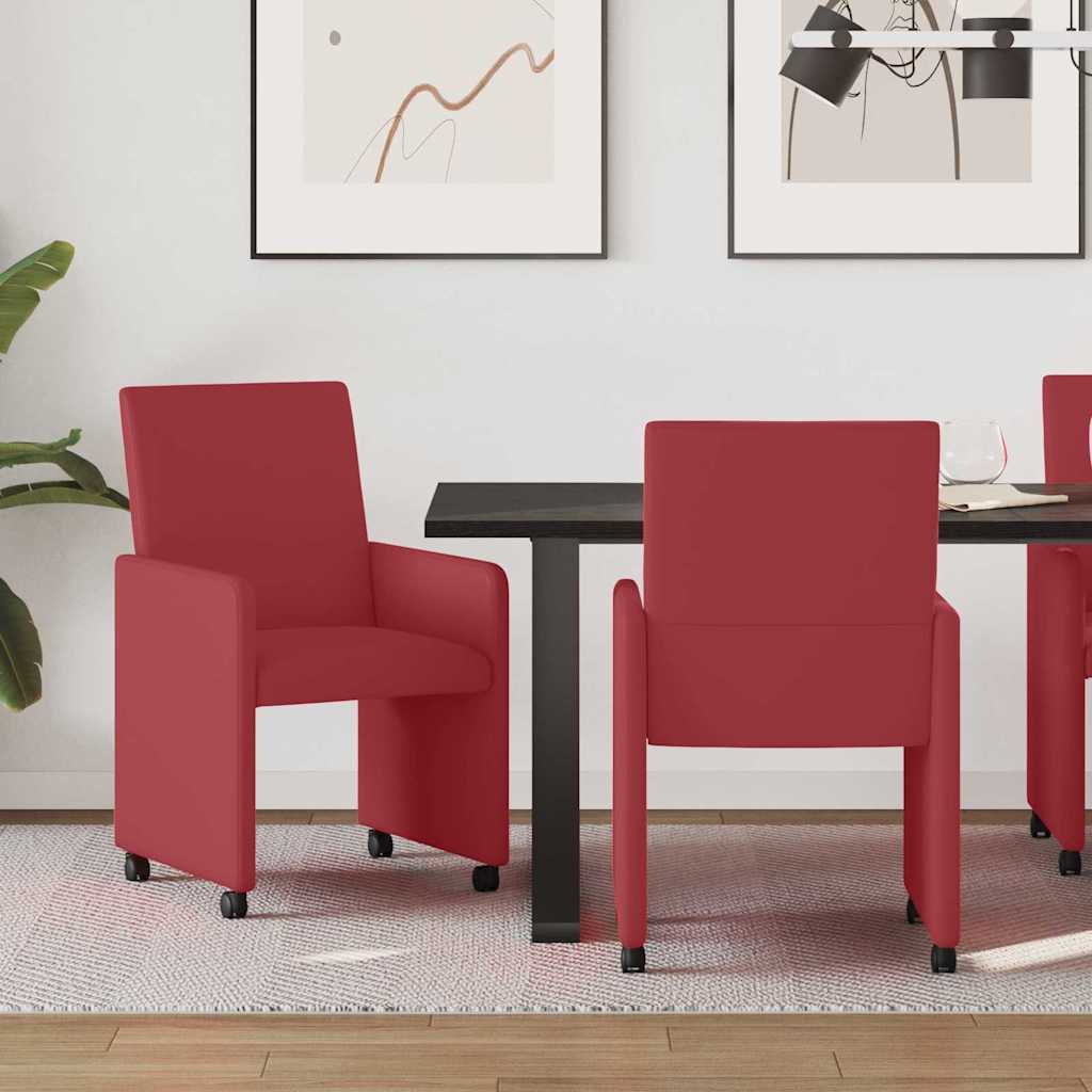 vidaXL Esszimmerstühle mit Rollen 2 pcs Weinrot 57 x 66 x 94 cm