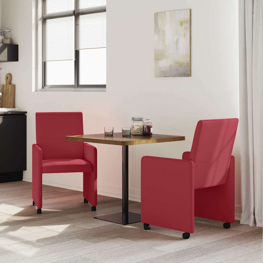 vidaXL Esszimmerstühle mit Rollen 2 pcs Weinrot 57 x 66 x 94 cm