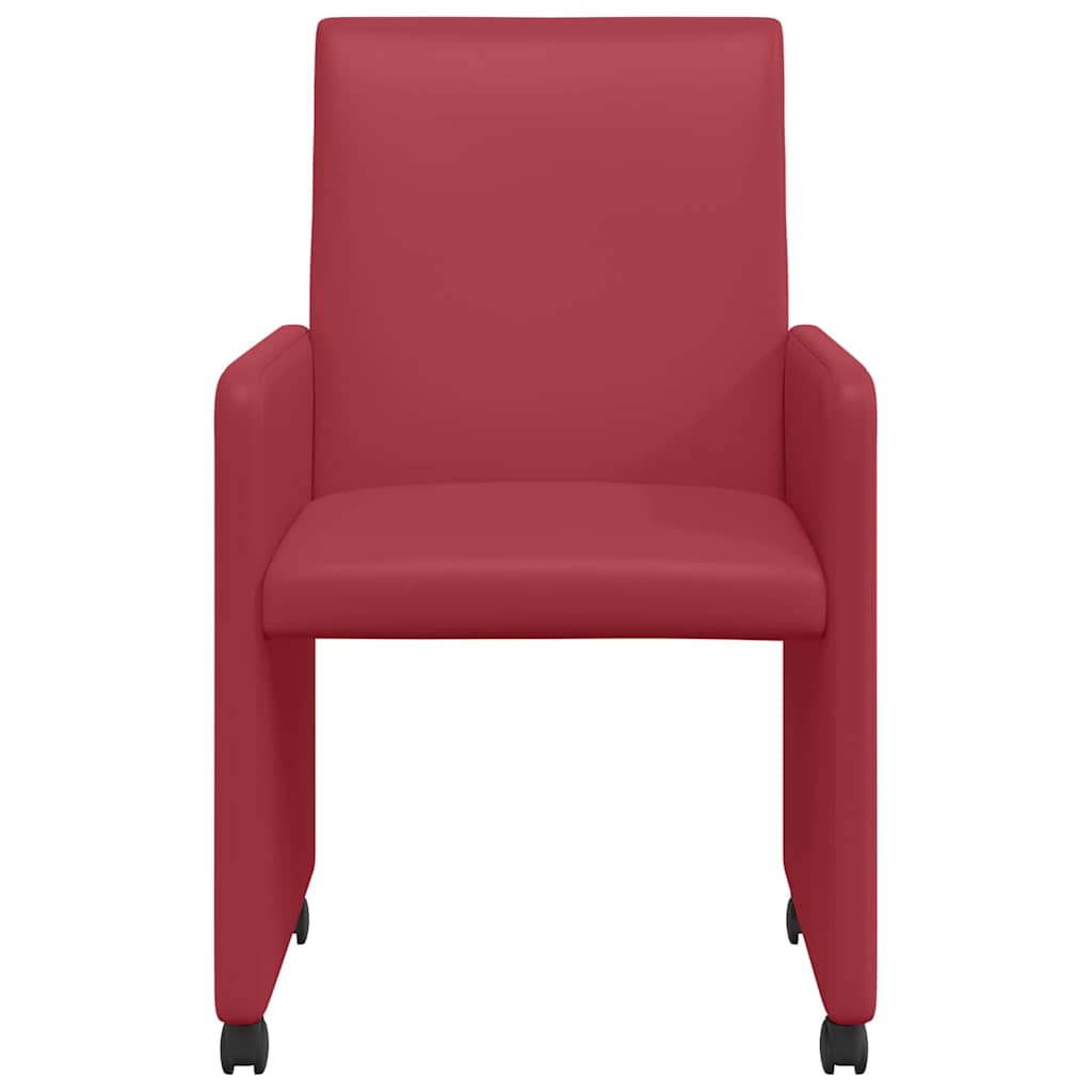 vidaXL Esszimmerstühle mit Rollen 2 pcs Weinrot 57 x 66 x 94 cm
