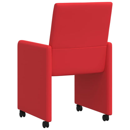 vidaXL Esszimmerstühle mit Rollen 2 pcs Rot 57 x 66 x 94 cm Kunstleder