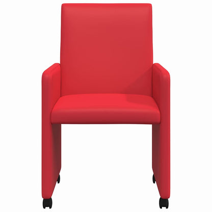 vidaXL Esszimmerstühle mit Rollen 2 pcs Rot 57 x 66 x 94 cm Kunstleder