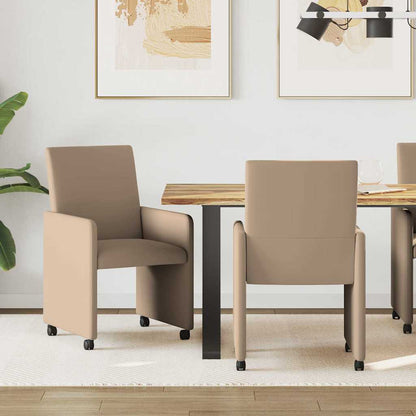 vidaXL Esszimmerstühle mit Rollen 2 pcs Cappuccino 57 x 66 x 94 cm