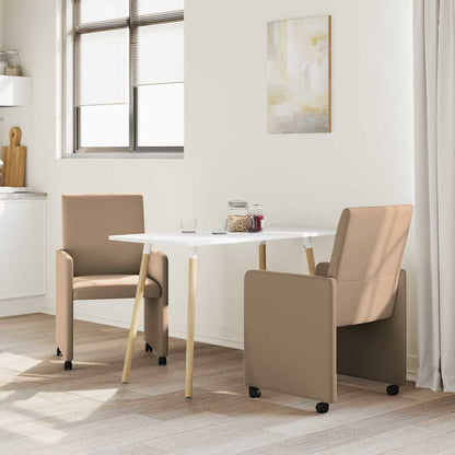 vidaXL Esszimmerstühle mit Rollen 2 pcs Cappuccino 57 x 66 x 94 cm
