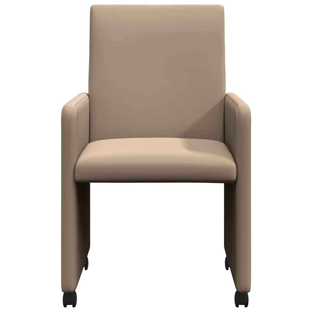 vidaXL Esszimmerstühle mit Rollen 2 pcs Cappuccino 57 x 66 x 94 cm