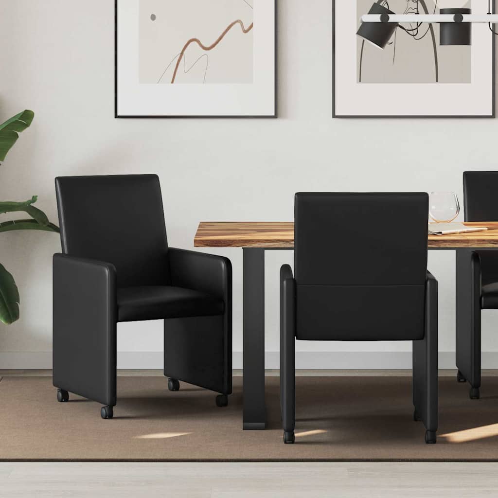 vidaXL Chaises de salle à manger à roulettes 2 pcs Noir 57 x 66 x 94 cm