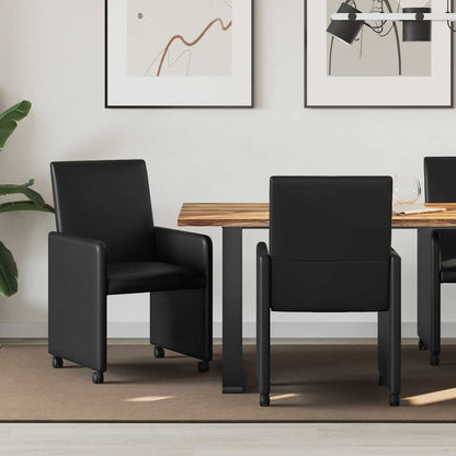 vidaXL Chaises de salle à manger à roulettes 2 pcs Noir 57 x 66 x 94 cm