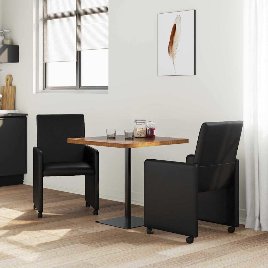 vidaXL Chaises de salle à manger à roulettes 2 pcs Noir 57 x 66 x 94 cm
