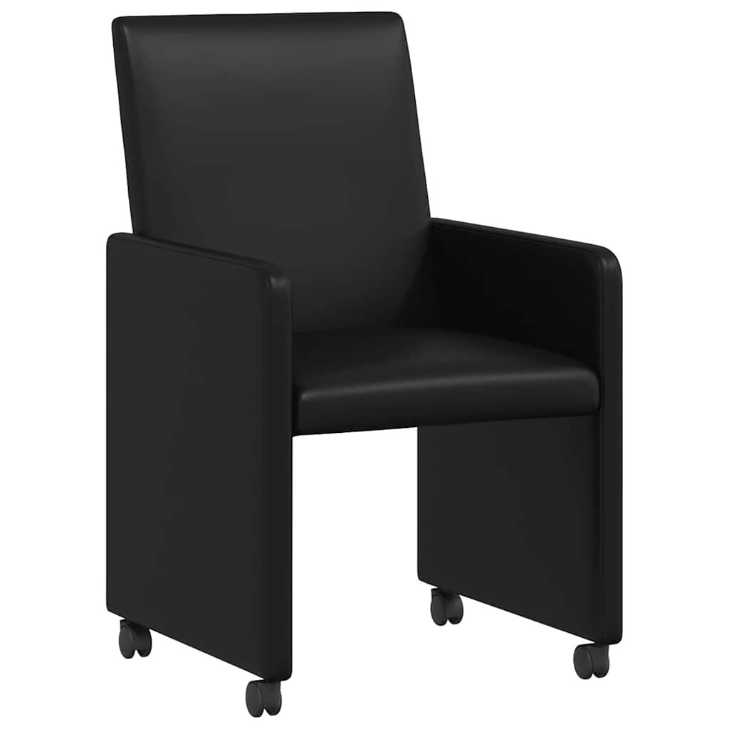 vidaXL Chaises de salle à manger à roulettes 2 pcs Noir 57 x 66 x 94 cm