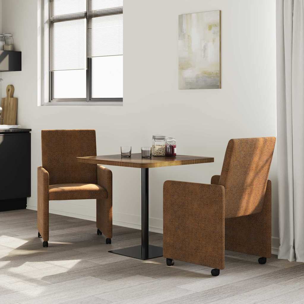 Esszimmerstühle mit Rollen 2 pcs Braun 57 x 66 x 94 cm