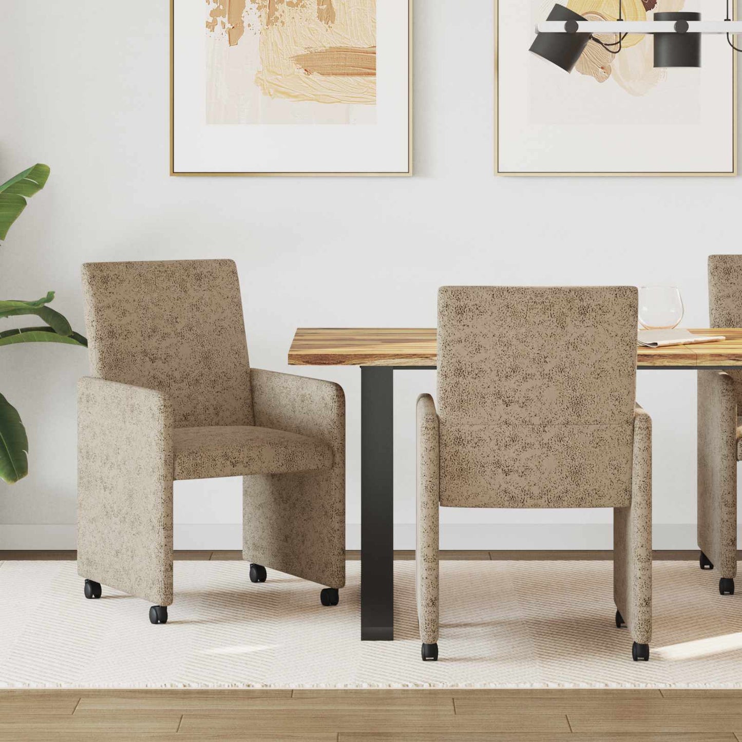 vidaXL Esszimmerstühle mit Rollen 2 pcs Hellgrau 57 x 66 x 94 cm