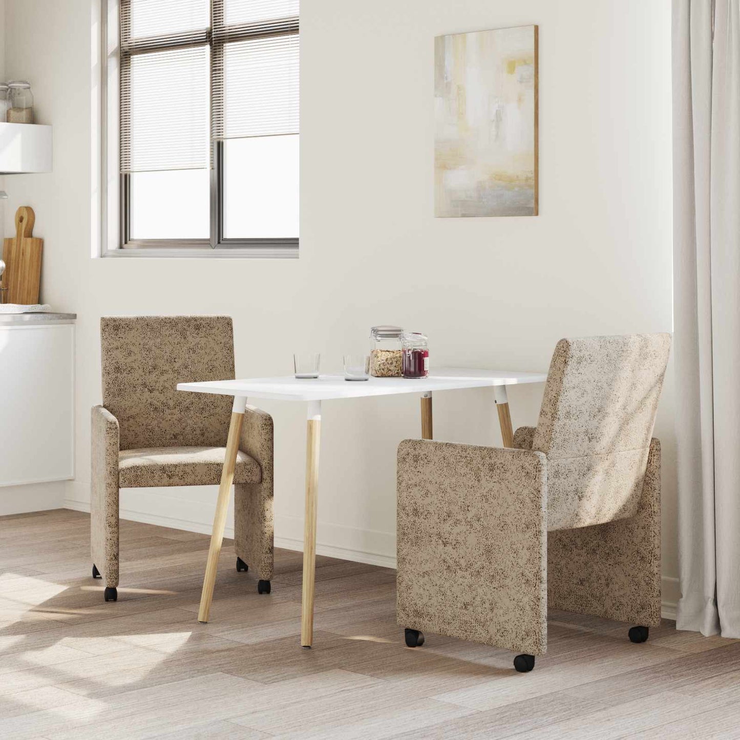 vidaXL Esszimmerstühle mit Rollen 2 pcs Hellgrau 57 x 66 x 94 cm