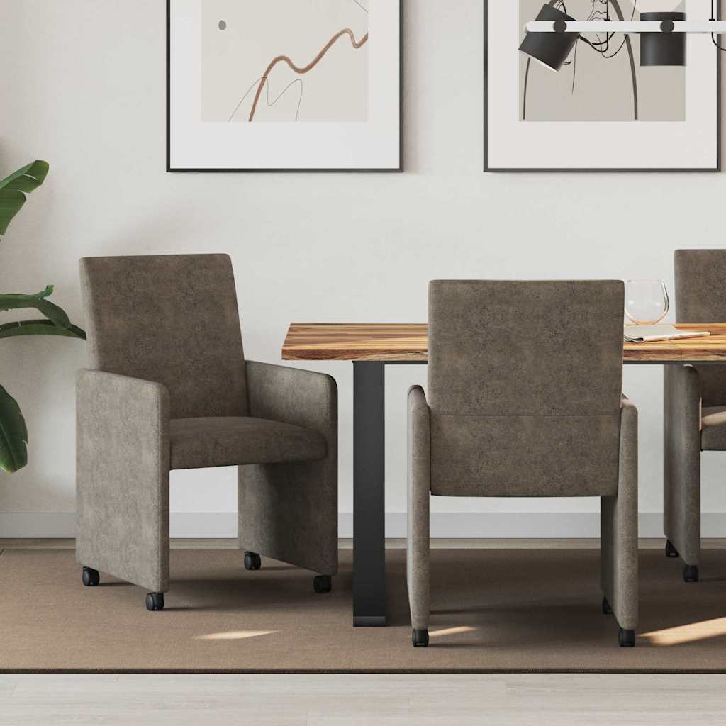 vidaXL Esszimmerstühle mit Rollen 2 pcs Dunkelgrau 57 x 66 x 94 cm