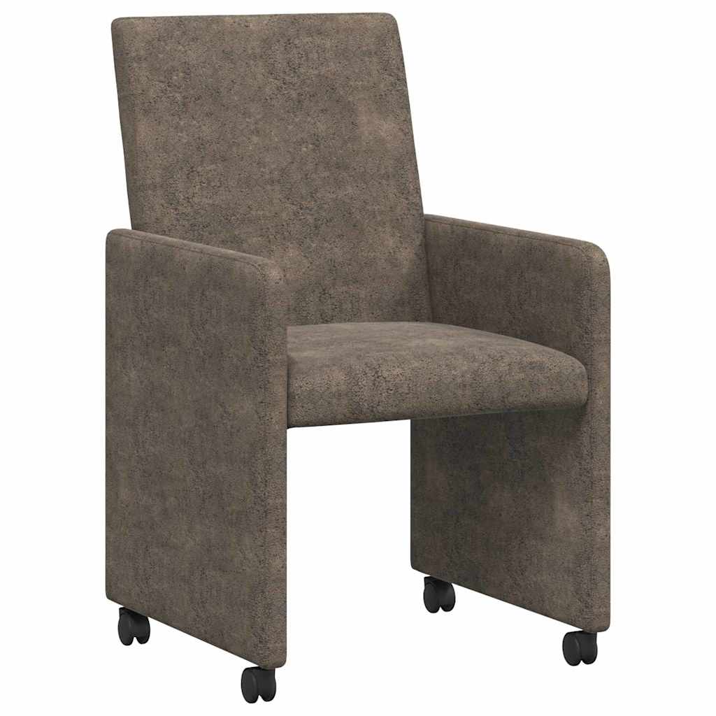 vidaXL Esszimmerstühle mit Rollen 2 pcs Dunkelgrau 57 x 66 x 94 cm