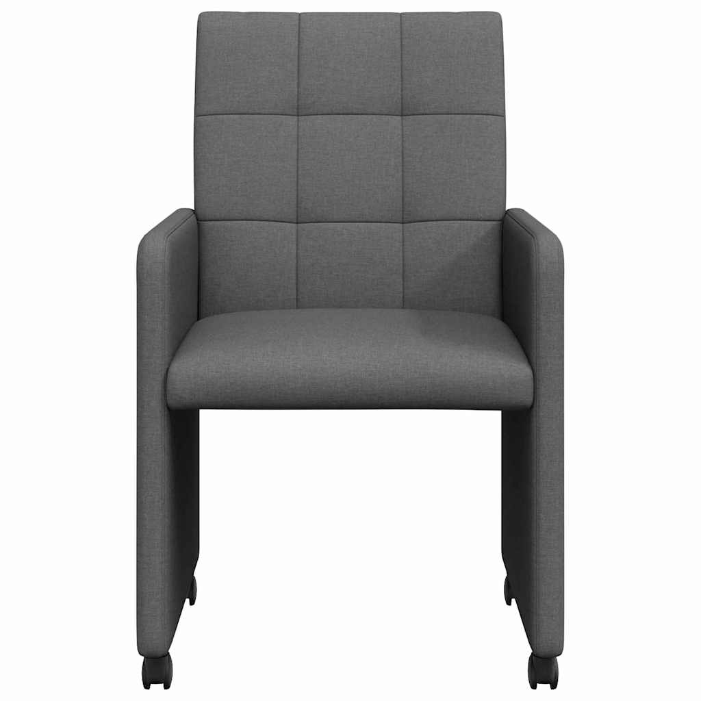 vidaXL Esszimmerstühle mit Rollen 2 pcs Dunkelgrau 58 x 65 x 94 cm