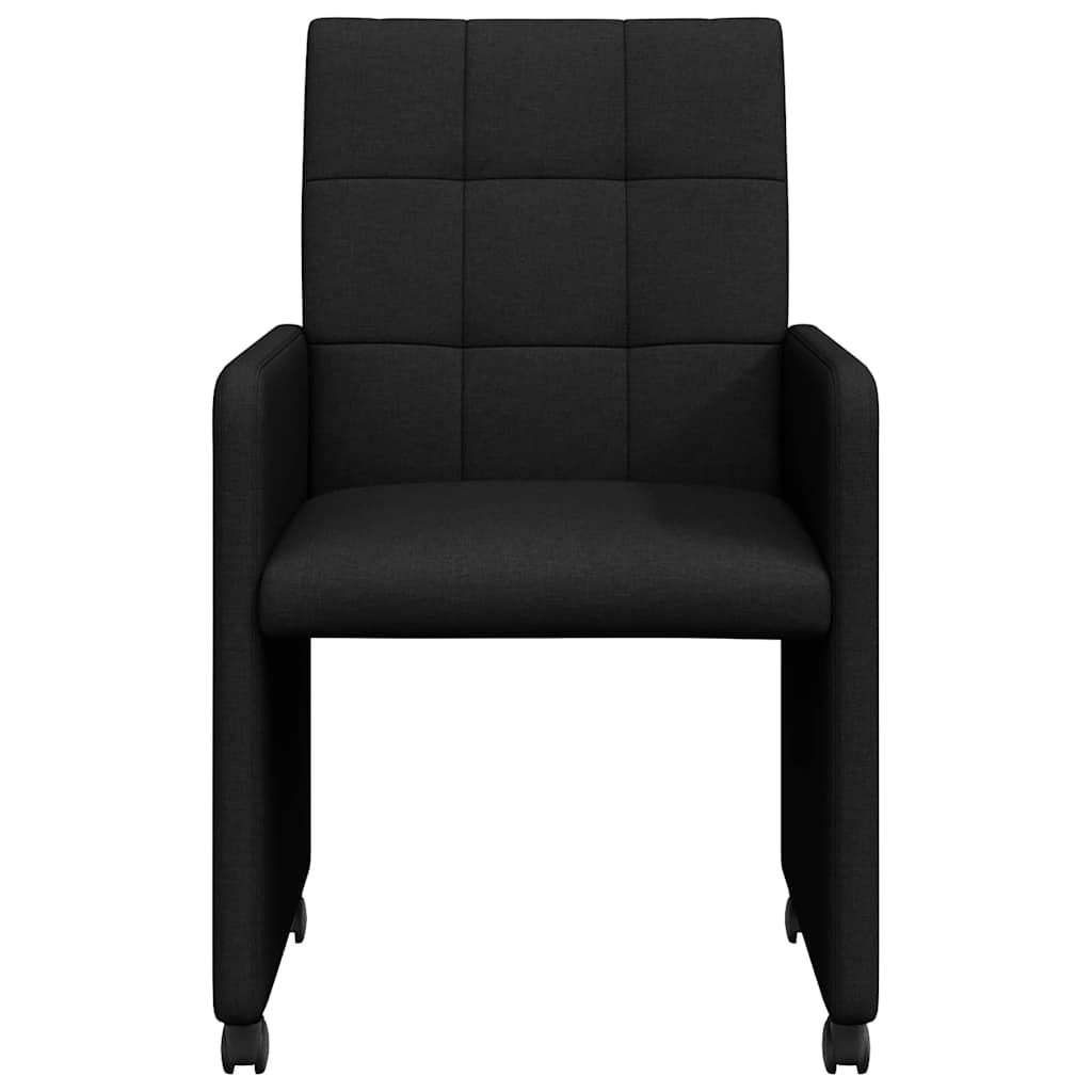 vidaXL Chaises de salle à manger à roulettes 2 pcs Noir 58 x 65 x 94 cm Tissu