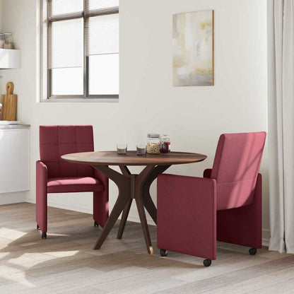 vidaXL Chaises de salle à manger à roulettes 2 pcs Rouge bordeaux 58 x 65 x 94 cm Tissu