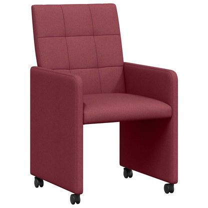 vidaXL Chaises de salle à manger à roulettes 2 pcs Rouge bordeaux 58 x 65 x 94 cm Tissu
